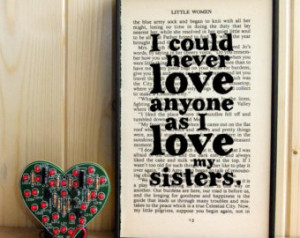 Little Women gift for sisters quote on Vintage Book Page Framed Art ...