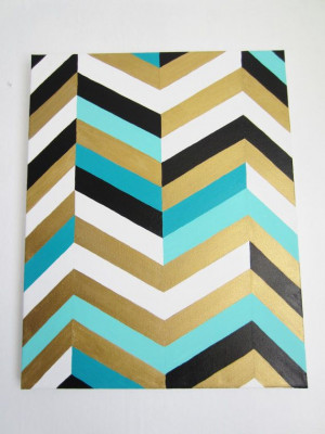 chevron painting 16x20 gold teal turquoise black and by tanyagrub, $64 ...