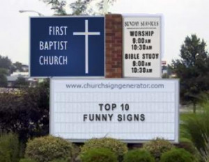 Top 10 Funny Church Signs