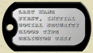 military style text what is on a military id tag