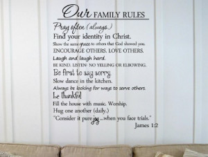 Our family rules Pray often (always.) Find your identity in Christ ...