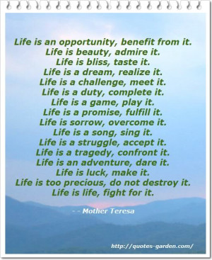 Life Quotes by Mother Theresa