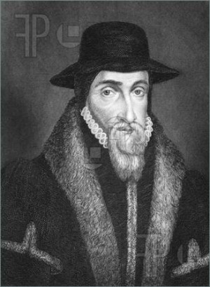 John Foxe 1517 1587 on engraving from 1844 English historian and