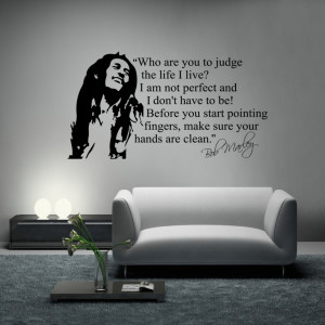 Black Bob Marley wall sticker on a lounge wall