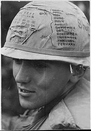 Sky Trooper from the 1st Cavalry Division Airmobile keeps track of ...