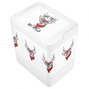 Cool funny deer sketch “Joy to the World” quote Igloo Ice Chest