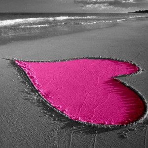 beach, heart, love, nature, pink, sea, summer