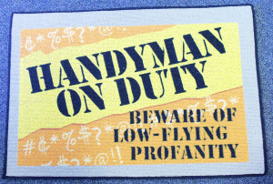 Details about Funny Handyman On Duty Floormat! Humorous Welcome Mat