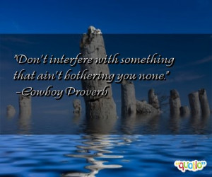 Don't interfere with something that ain't bothering you none .