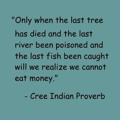 ... Indian Proverb inspir thought, endangered species, tree, fish, die, a