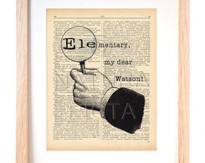 Elementary My Dear Watson dictionar y print - Sherlock quote print ...