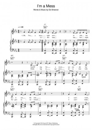 Ed Sheeran: I'm A Mess - Partition Piano Voix Guitare (Mélodie Main ...