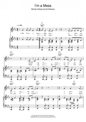 Ed Sheeran: I'm A Mess - Partition Piano Voix Guitare (Mélodie Main ...