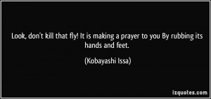 ... making a prayer to you By rubbing its hands and feet. - Kobayashi Issa