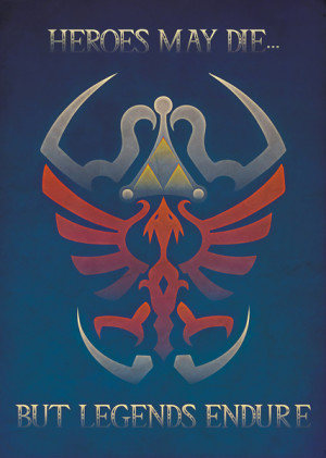 Gamer Art LoZ Shield Quote Textured Art Print