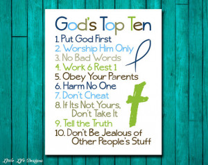 Christian Wall Art. Ten Commandments. Bible Verse. God's Top Ten for ...