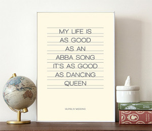 Wedding, cult movie, dancing queen, Abba, movie print, movie quotes ...
