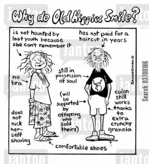 1960's cartoon humor: Why Do Old Hippies Smile?