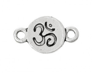 10 charms - Small Silver tone plated yoga meditation sanskrit om charm ...