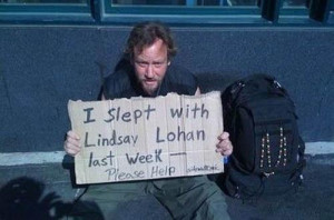 Man with Funny Homeless Signs and Quotes