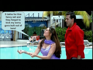 Picture 3: Salman's and Karisma's positions look rather goofy. The ...