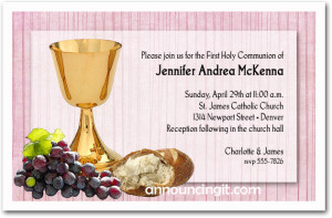 Chalice, Bread & Grapes Girl’s Religious Invitations are a perfect ...