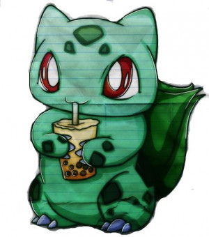doodled a Bulbasaur drinking Boba Tea. BulbaBobaTea. ( i.imgur.com )