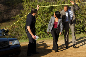 ... dorian missick still of regina king and dorian missick in southland