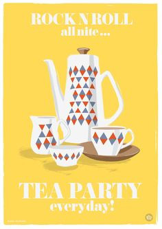 Kitchen Tea Quote Art Print Rock n Roll all night Tea Party Everyday