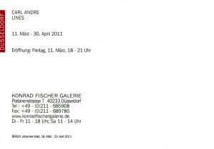 ... Düsseldorf is showing Carl Andre – Lines until 30 April 2011