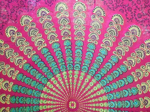 Bohemian Hippie Tapestry Fabric Colorful Starburst Pattern - Pink