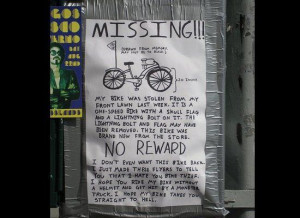 funny stolen bicycle note