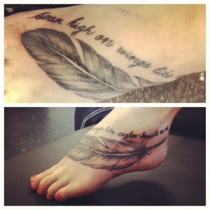 ... Feathers Tattoos Feet Bible Verse Soar High On Wings Like Eagles