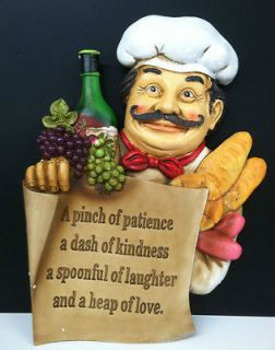 Italian French Fat Chef Statue Bon Appetit Decorative Wall Plaque