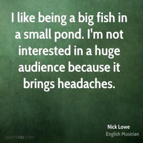 big fish in a small pond. I'm not interested in a huge audience ...
