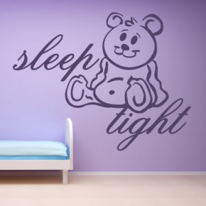 Sleep Tight Teddy Bear Wall Stickers Girls Bedroom Wall Art Decal ...
