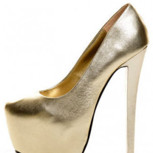 Issa Gold Leather Mega Platform Pumps