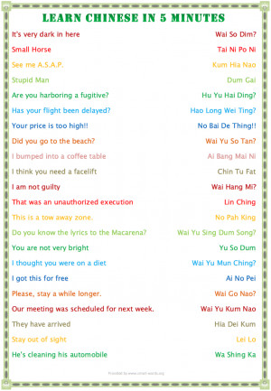 Learn chinese in five minutes - English ⇔ Chinese Translation
