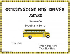 ... Special Certificate - Outstanding Bus Driver | CertificateStreet.com