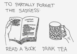 books, girl, hipster, picture, quote, sadness, tea, text, tumblr ...