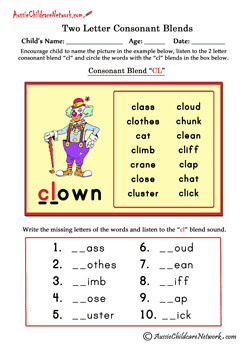 Consonant Blends Worksheets