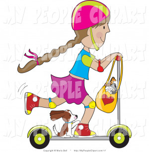 Girl On Scooter Clip Art