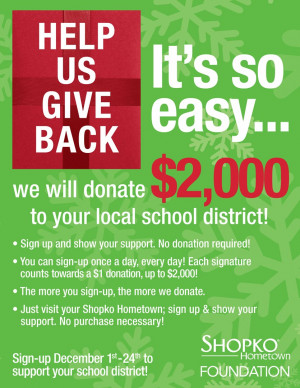 Shopko participating in 'Help Us Give Back' to local schools