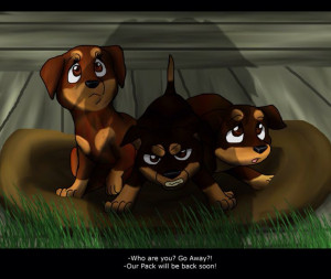 Lucky and Max finding the three fierce pups. Fierce Pup, Three Fierce