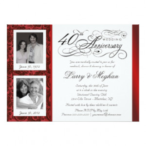 Fancy 40th Anniversary Invitations - Then & Now 5.5