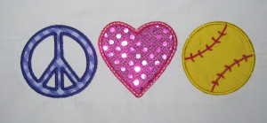 Love Softball Peace love softball embroidery