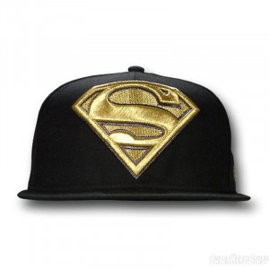 Black Superman Flat Bill Hat