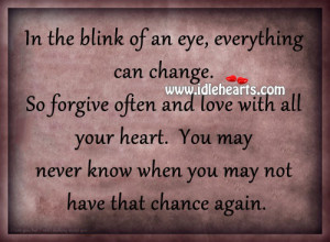Life Can Change in a Blink of an Eye Quotes
