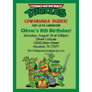 Teenage Mutant Ninja Turtles II Birthday Invitation-Teenage Mutant ...