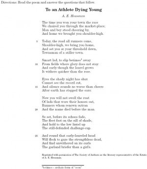 To An Athlete Dying Young ~ A.E. Housman